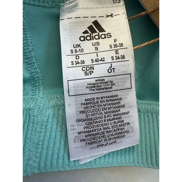 adidas Women's Don't Rest Alphaskin Medium Support Sports Bra Mint Blue Small - Picture 5 of 6